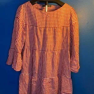 Zara Dresses Zara Red Gingham Tiered Oversized Cottagecore